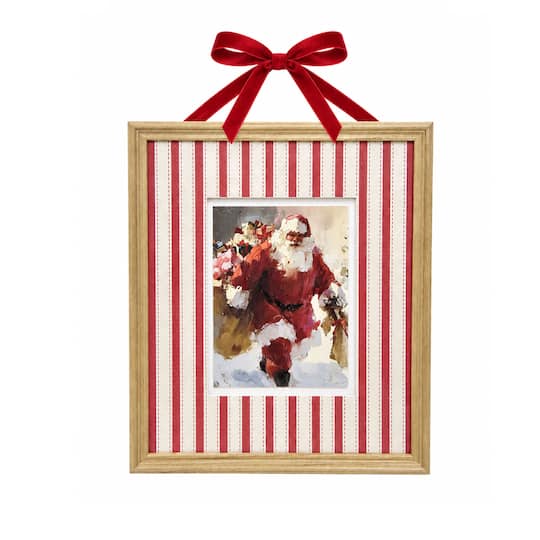 Michaels, 8" x 10" Santa Claus with Striped Mat Wall Décor in Wood Frame by Ashland® – Category: Bough & Berry
